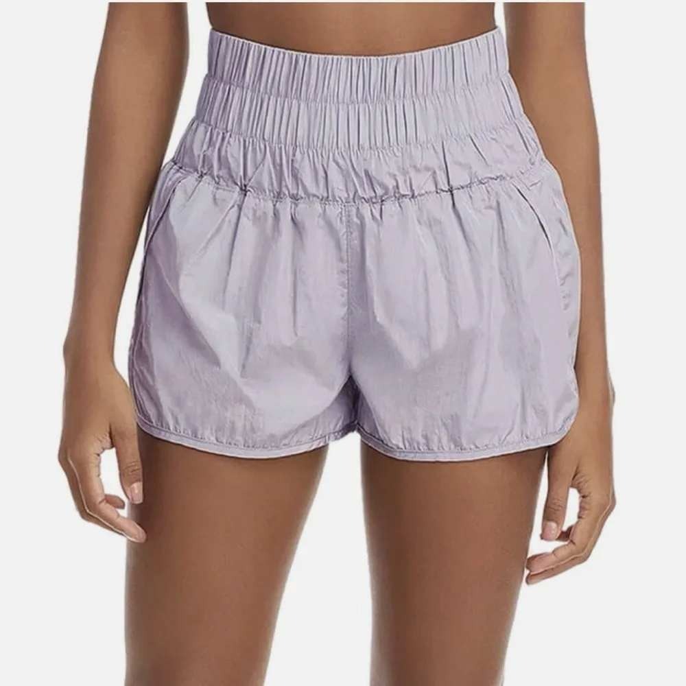Free People Movement The Way Home Shorts Womens Large Purple High Rise Smocked
